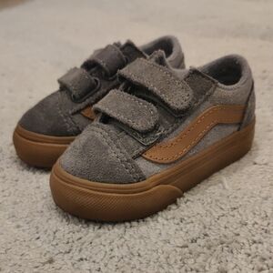 Vans Gray and Brown Velcro Skate Sneakers